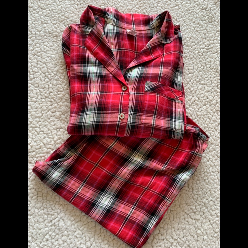 Victoria Secret Red Plaid Flannel Pajama Pant Set